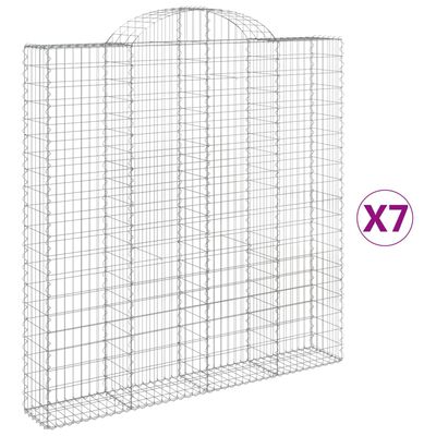 vidaXL Obokane gabion košare 7 kosa 200x30x200/220 cm pocinkano železo