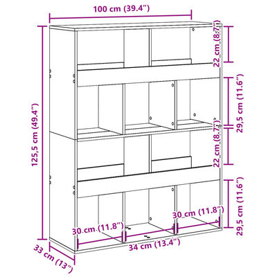 vidaXL Knjižna omara artisian hrast 100x33x125,5 cm inženirski les