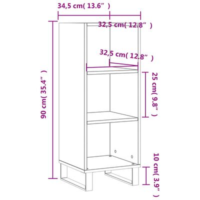 vidaXL Komoda dimljeni hrast 34,5x32,5x90 cm inženirski les