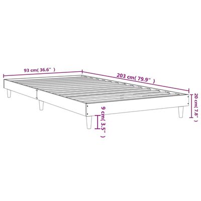 vidaXL Posteljni okvir rjav hrast 90x200 cm inženirski les