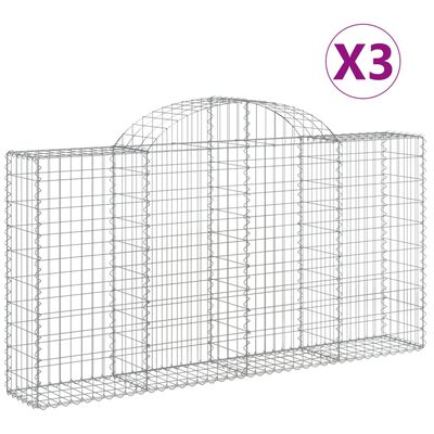 vidaXL Obokane gabion košare 3 kosi 200x30x100/120 cm pocinkano železo