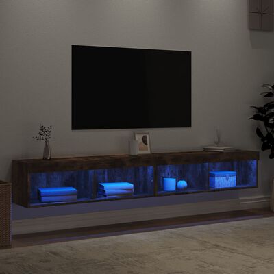 vidaXL TV omarica z LED lučkami 2 kosa dimljeni hrast 100x30x30 cm