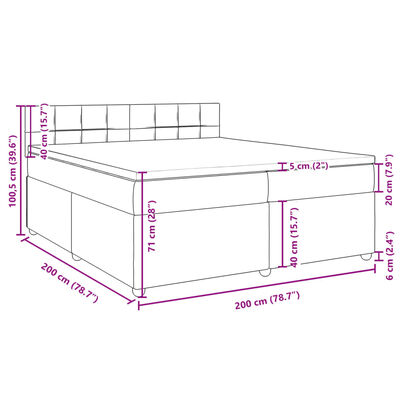 vidaXL Box spring postelja z vzmetnico temno siva 200x200 cm blago