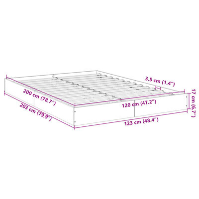 vidaXL Posteljni okvir brez vzmetnice hrast 120x200 cm inženirski les