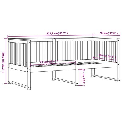 vidaXL Izvlečna postelja brez vzmetnice bela 90x200 cm trdna borovina