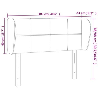 vidaXL Vzglavje z ušesi modro 103x23x78/88 cm blago