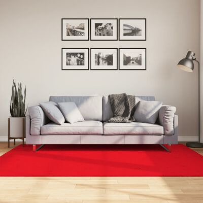 vidaXL Preproga OVIEDO s kratkimi vlakni rdeča 140x200 cm