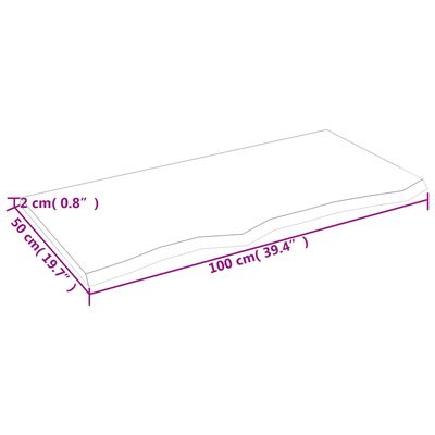 vidaXL Stenska polica temno rjava 100x50x2 cm trdna hrastovina