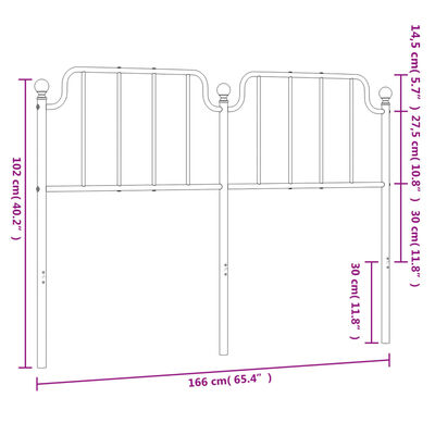 vidaXL Kovinsko posteljno vzglavje črno 160 cm