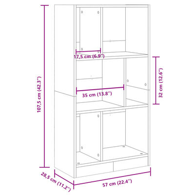 vidaXL Knjižna omara sonoma hrast 57x28,5x107,5 cm inženirski les