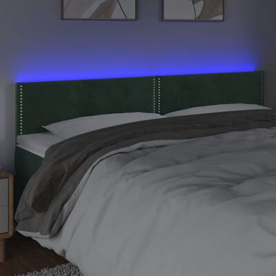 vidaXL LED posteljno vzglavje temno zeleno 180x5x78/88 cm žamet