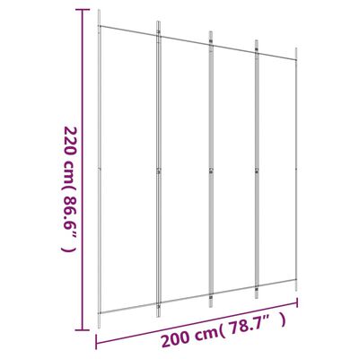 vidaXL Paravan 4-delni 200x220 cm črno blago