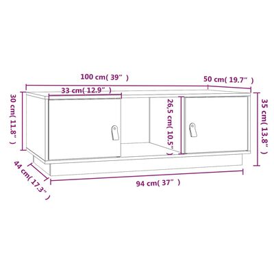 vidaXL Klubska mizica siva 100x50x35 cm trdna borovina