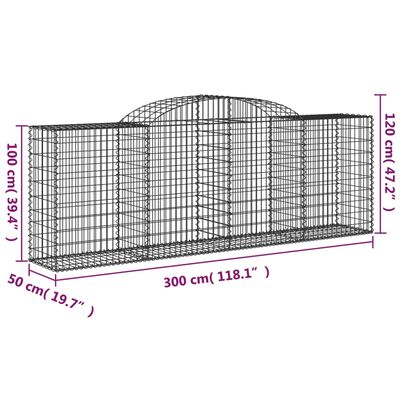 vidaXL Obokana gabionska košara 20 kos 300x50x100/120cm cinkano železo