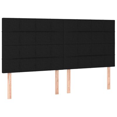 vidaXL LED posteljno vzglavje črno 200x5x118/128 cm blago