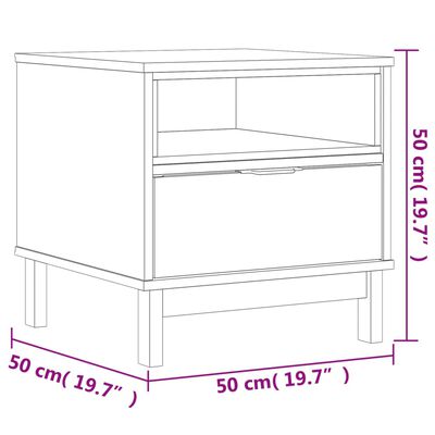 vidaXL Stranska mizica FLAM 50x50x50 cm trdna borovina