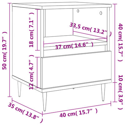 vidaXL Nočna omarica 2 kosa črna 40x35x50 cm inženirski les