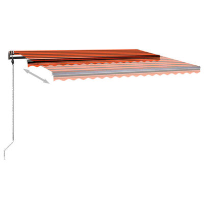 vidaXL Ročno zložljiva tenda z LED lučmi 450x350 cm oranžna in rjava