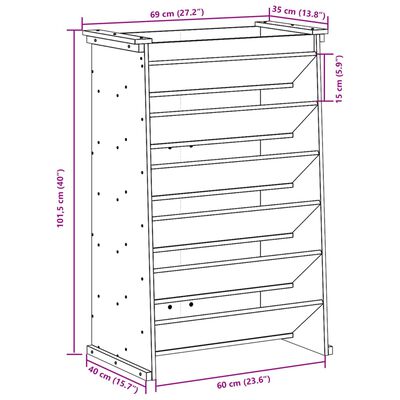 vidaXL Korito za zelišča 6-nadstropno 69x40x101,5 cm impreg. borovina