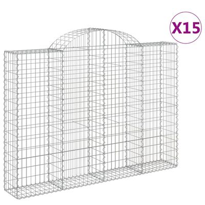 vidaXL Obokane gabion košare 15kosov 200x30x140/160cm pocinkano železo