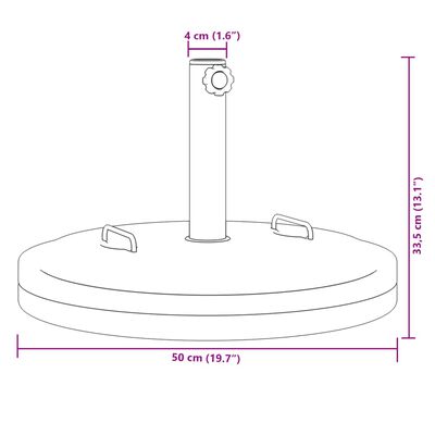 vidaXL Podstavek za senčnik z ročaji za Ø38/48 mm palice 25 kg okrogel