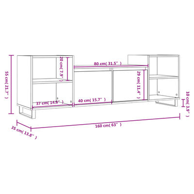 vidaXL TV omarica dimljen hrast 160x35x55 cm inženirski les