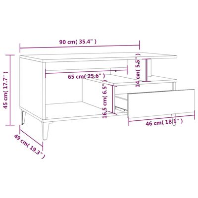 vidaXL Klubska mizica črna 90x49x45 inženirski les