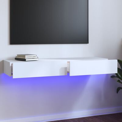 vidaXL TV omarica z LED lučkami bela 120x35x15,5 cm