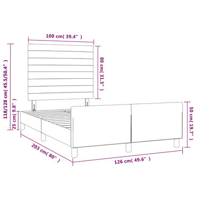 vidaXL Posteljni okvir z vzglavjem roza 120x200 cm žamet