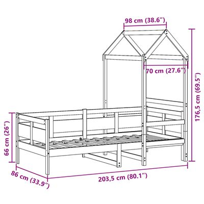 vidaXL Dnevna postelja s streho 80x200 cm trdna borovina