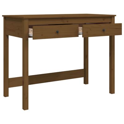 vidaXL Pisalna miza s predali medeno rjava 100x50x78 cm trdna borovina