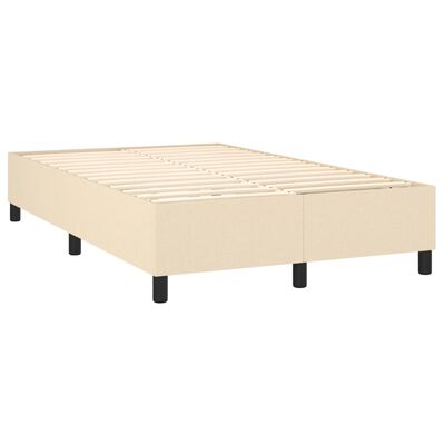 vidaXL Box spring postelja z vzmetnico krem 120x200 cm blago