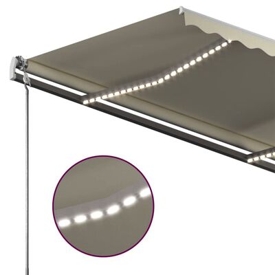 vidaXL Ročno zložljiva tenda z LED lučkami 450x350 cm krem