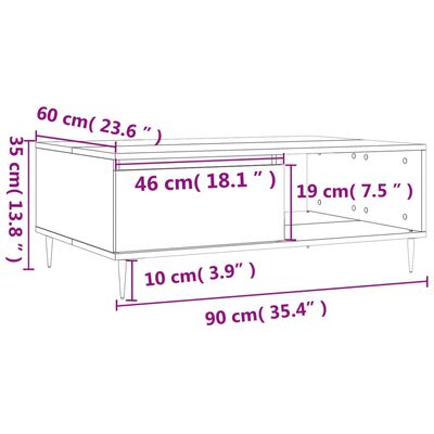 vidaXL Klubska mizica siva sonoma 90x60x35 cm inženirski les