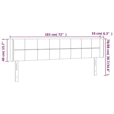 vidaXL LED posteljno vzglavje črno 183x16x78/88 cm blago