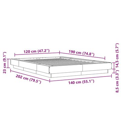 vidaXL Posteljni okvir bel 120x190 cm inženirski les