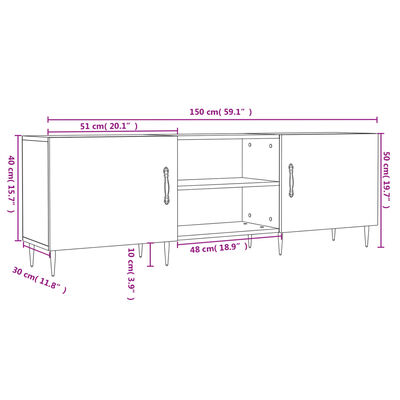 vidaXL TV omarica sonoma hrast 150x30x50 cm inženirski les