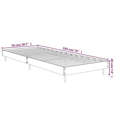 vidaXL Posteljni okvir brez vzmetnice hrast 75x190 cm inženirski les