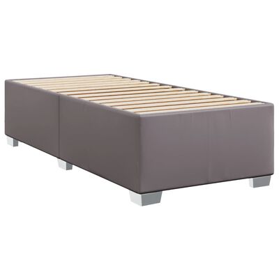 vidaXL Box spring postelja z vzmetnico siva 90x200 cm umetno usnje