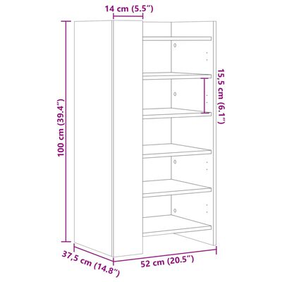 vidaXL Omarica za čevlje sonoma hrast 52x37,5x100 cm inženirski les