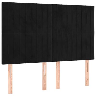 vidaXL LED posteljno vzglavje črno 144x5x118/128 cm žamet