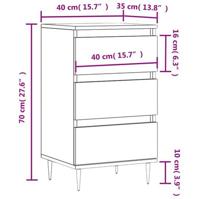 vidaXL Komoda visok sijaj bela 40x35x70 cm inženirski les