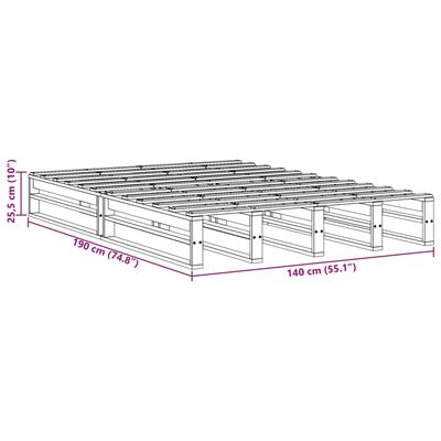 vidaXL Posteljni okvir brez vzmetnice 140x190 cm trdna borovina