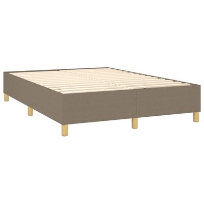 vidaXL Box spring postelja z vzmetnico LED taupe 140x200 cm blago