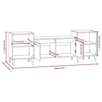 vidaXL TV omarica sonoma hrast 160x35x55 cm inženirski les