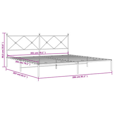 vidaXL Kovinski posteljni okvir z vzglavjem črn 200x200 cm