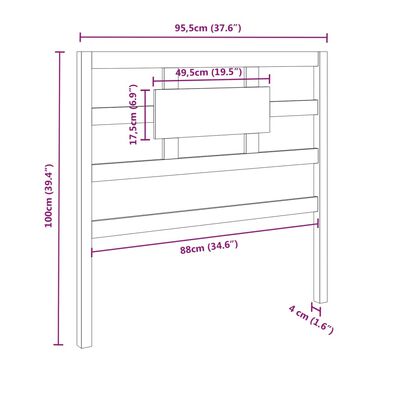 vidaXL Posteljno vzglavje medeno rjavo 95,5x4x100 cm trdna borovina