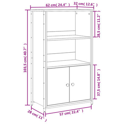 vidaXL Visoka omara dimljen hrast 62x32x103,5 cm inženirski les