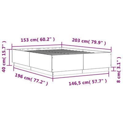 vidaXL Posteljni okvir rjav hrast 150x200 cm inženirski les