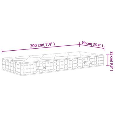 vidaXL Vzmetnica z žepkastim vzmetenjem srednje trda 90x200 cm